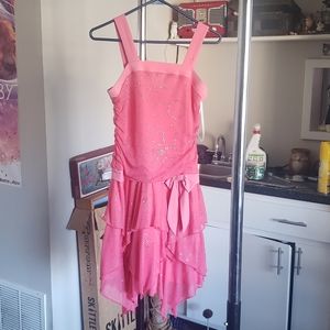 Coral Floral Glitter Dress